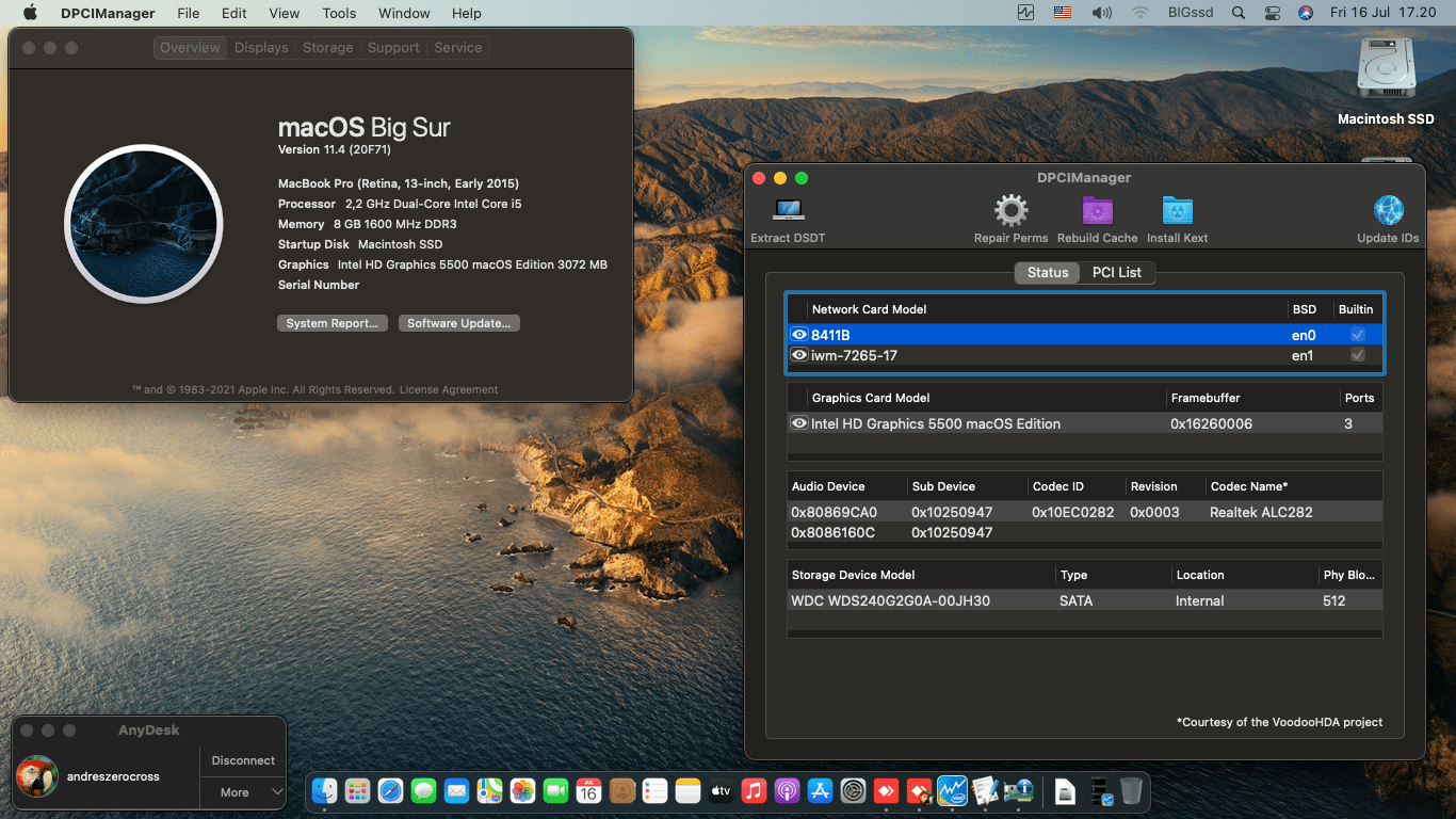 Success Hackintosh macOS Big Sur 11.4 Build 20F71 in Acer TravelMate TMP446-M-50ED